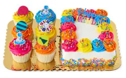 Cake W/ 6 Celebreation Cupcakes 1/8 Sheet - Each