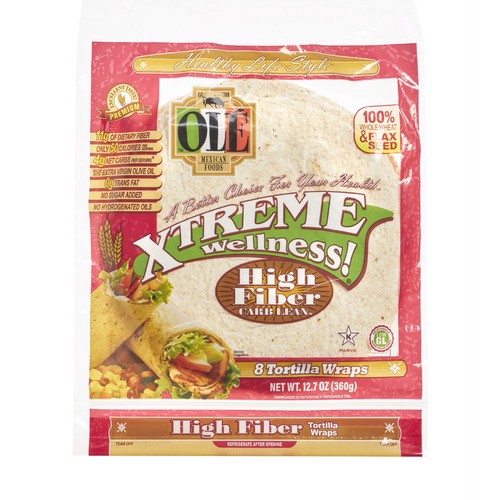 slide 1 of 1, Olé™ Xtreme Wellness!® High Fiber Carb Lean™ tortilla wraps, 12.7 oz