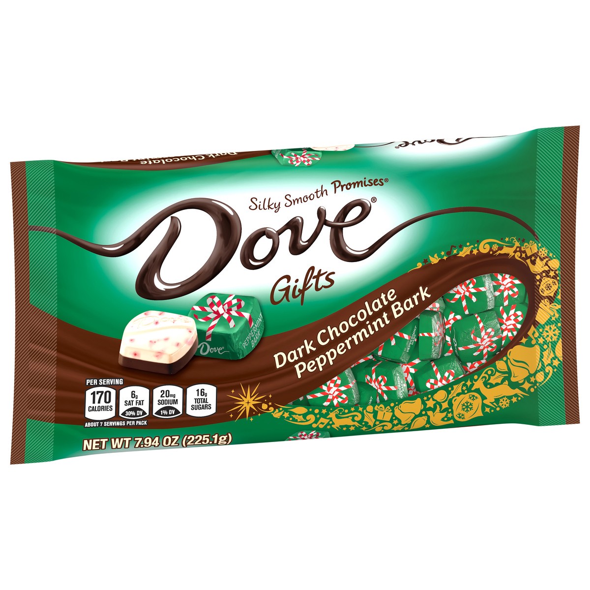 slide 4 of 7, DOVE PROMISES Peppermint Bark Dark Chocolate Christmas Candy Gifts, 7.94 Oz Bag, 7.94 oz