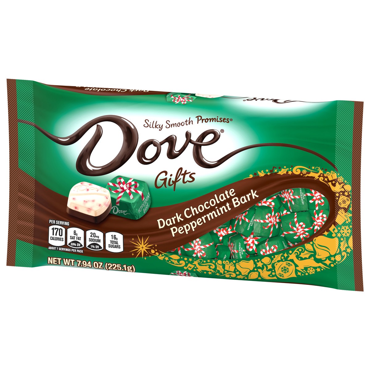 slide 6 of 7, DOVE PROMISES Peppermint Bark Dark Chocolate Christmas Candy Gifts, 7.94 Oz Bag, 7.94 oz