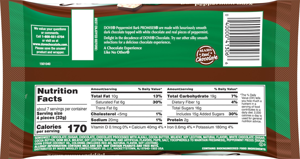 slide 2 of 7, DOVE PROMISES Peppermint Bark Dark Chocolate Christmas Candy Gifts, 7.94 Oz Bag, 7.94 oz