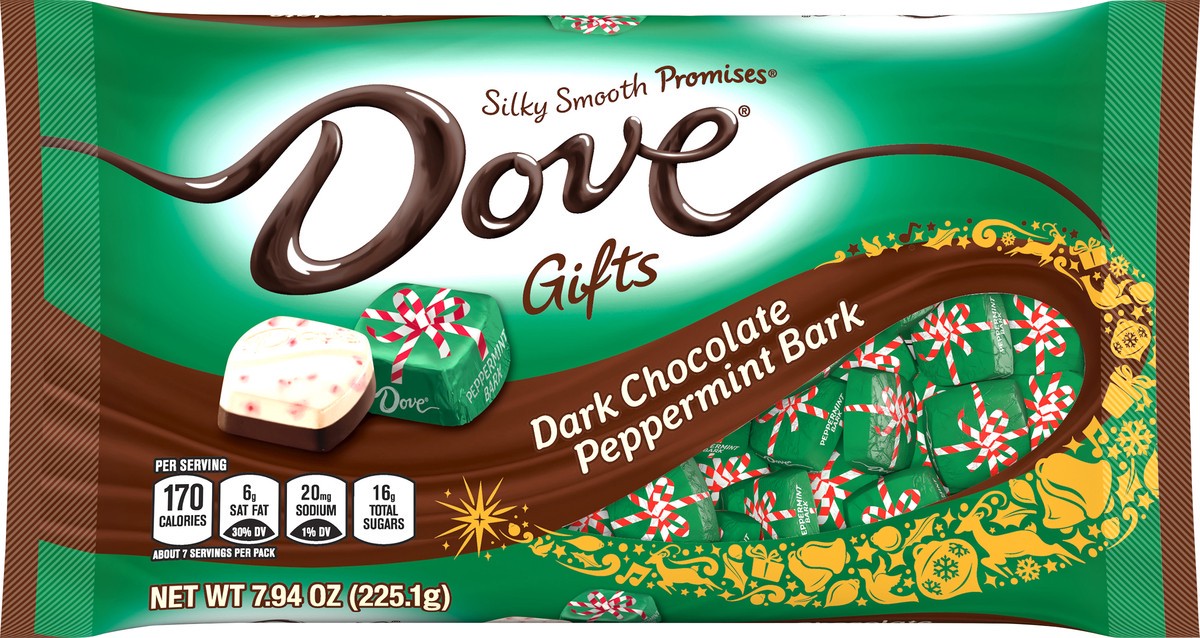 slide 3 of 7, DOVE PROMISES Peppermint Bark Dark Chocolate Christmas Candy Gifts, 7.94 Oz Bag, 7.94 oz