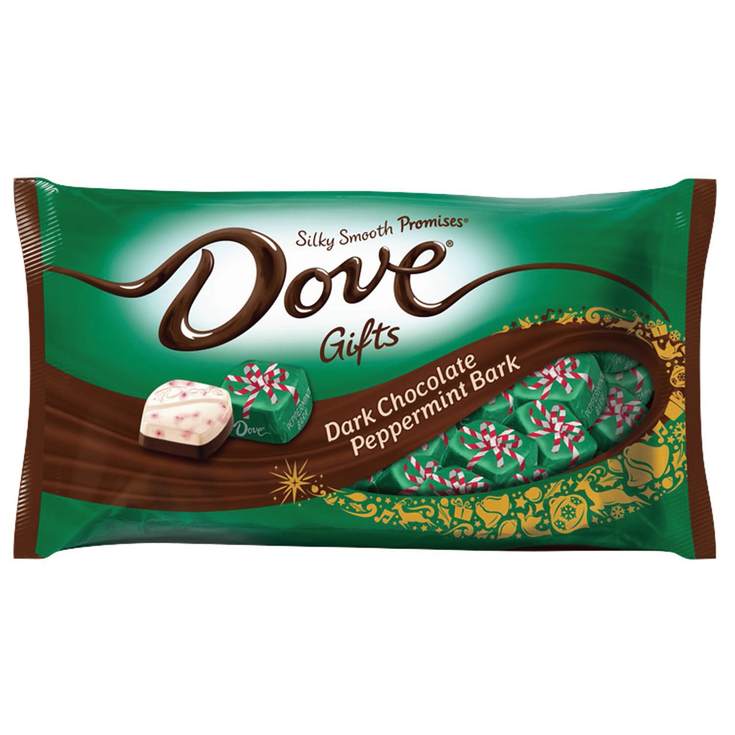 slide 1 of 5, Dove Holiday Promises Peppermint Bark Dark Chocolate Candy, 7.94 oz