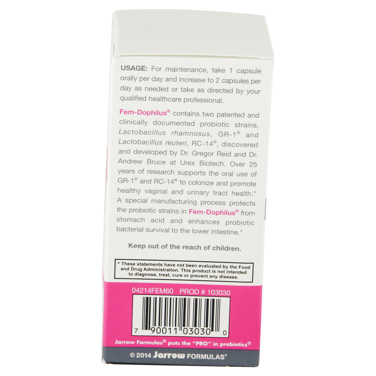 slide 2 of 4, Jarrow Formulas Fem-Dophilus - 5 Billion CFU Per Serving - Women''s Probiotic Supplement - Urinary Tract Health & Vaginal Health - Up to 60 Servings (Veggie Caps), 60 ct