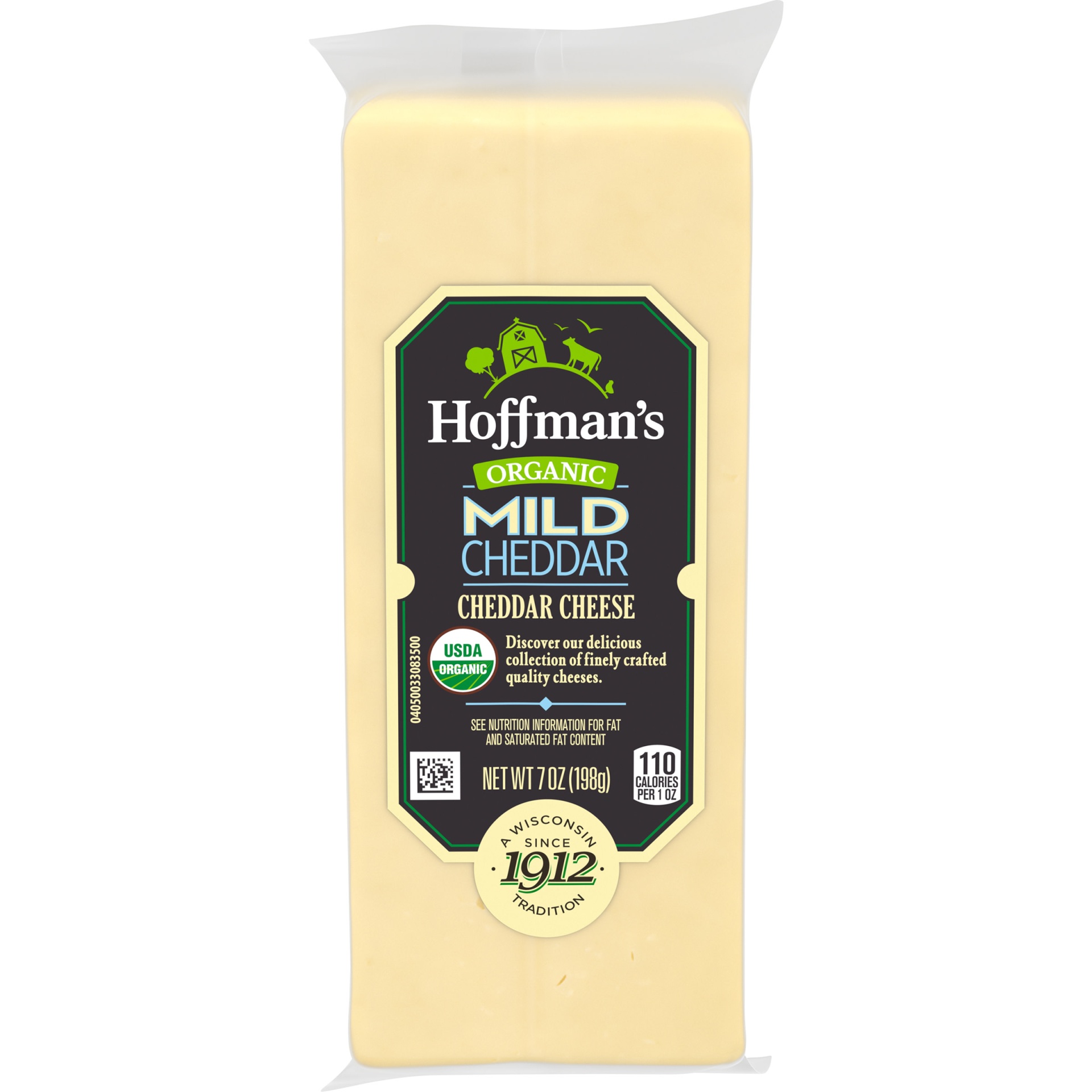 slide 1 of 3, Hoffman's Organic Mild White Cheddar Cheese Block, 7 oz