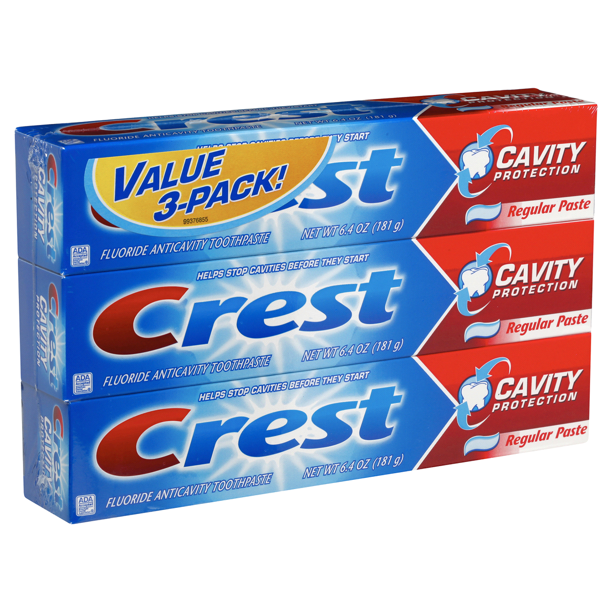 slide 2 of 6, Crest Cavity Protection Regular Paste Fluoride Anticavity Toothpaste, 3 ct; 6.4 oz