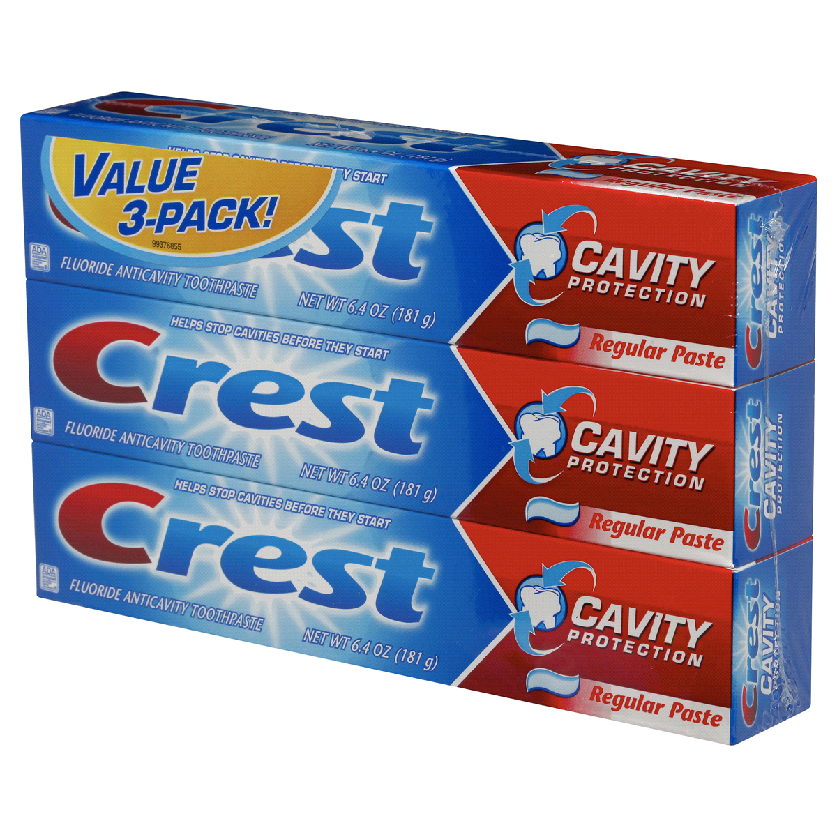 slide 3 of 6, Crest Cavity Protection Regular Paste Fluoride Anticavity Toothpaste, 3 ct; 6.4 oz