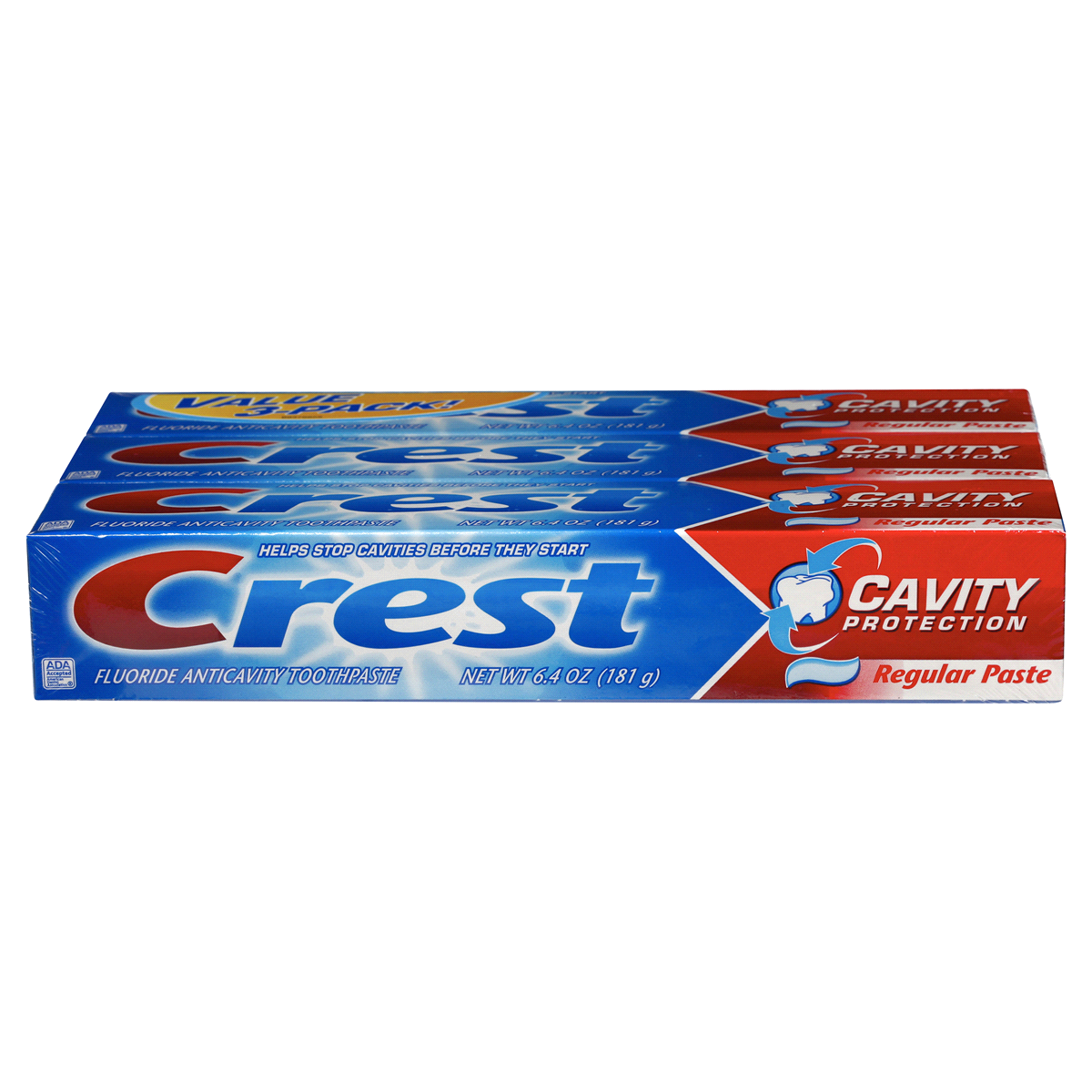 slide 5 of 6, Crest Cavity Protection Regular Paste Fluoride Anticavity Toothpaste, 3 ct; 6.4 oz