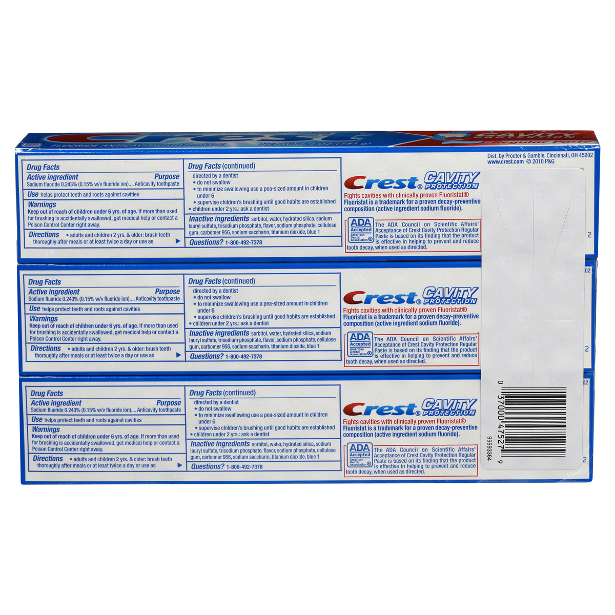 slide 6 of 6, Crest Cavity Protection Regular Paste Fluoride Anticavity Toothpaste, 3 ct; 6.4 oz