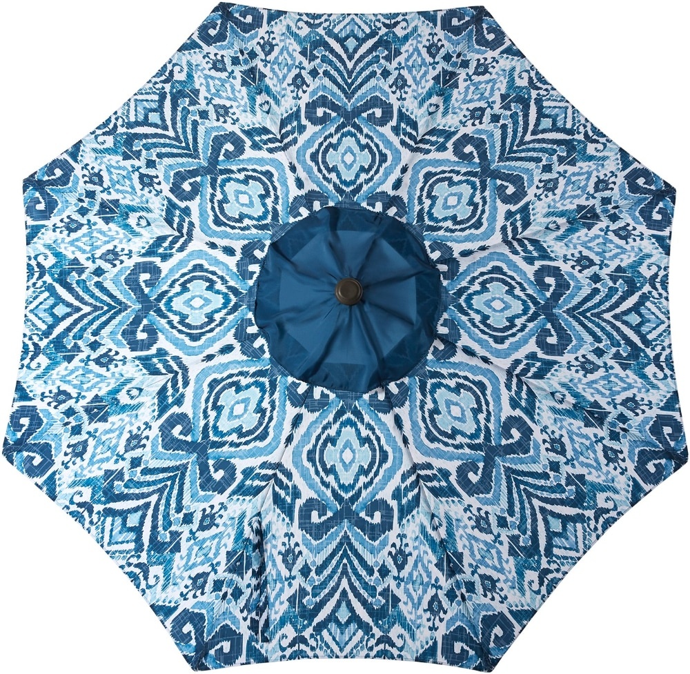 slide 1 of 1, HD Designs Outdoors Patterned Market Umbrella - Blue Ikat, 9 ft