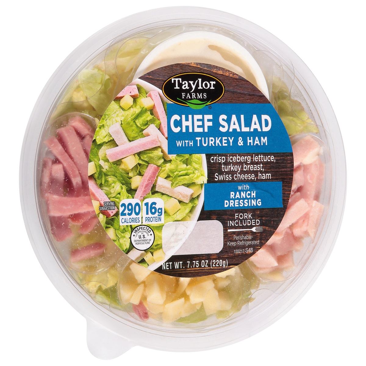 slide 2 of 11, Taylor Farms Salad Bowl, Chef With Turkey & Ham, 7.75 oz