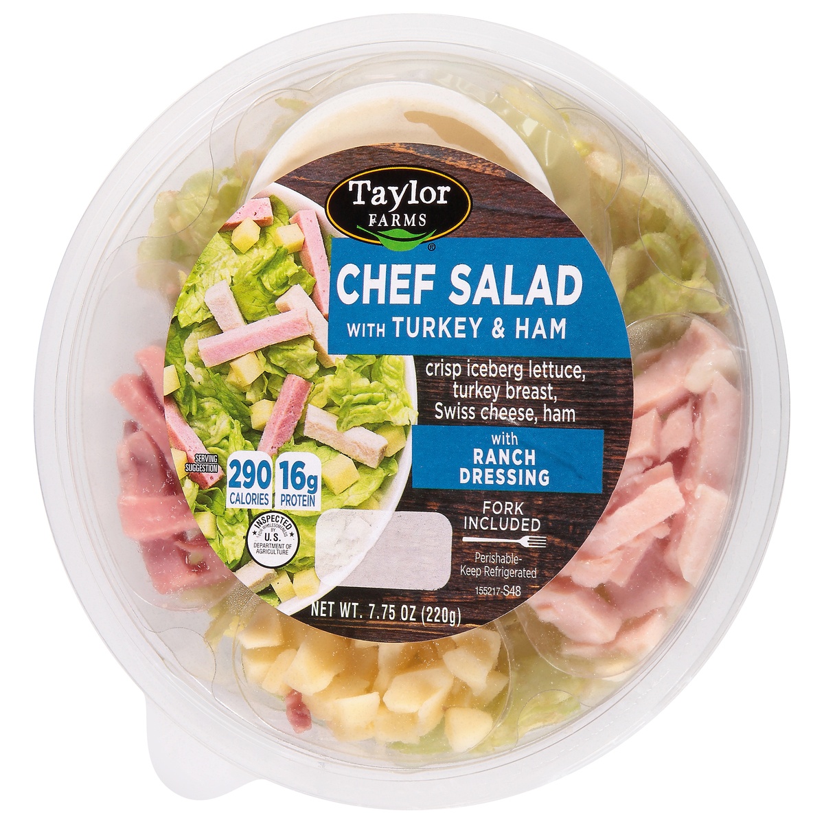 slide 3 of 11, Taylor Farms Salad Bowl, Chef With Turkey & Ham, 7.75 oz