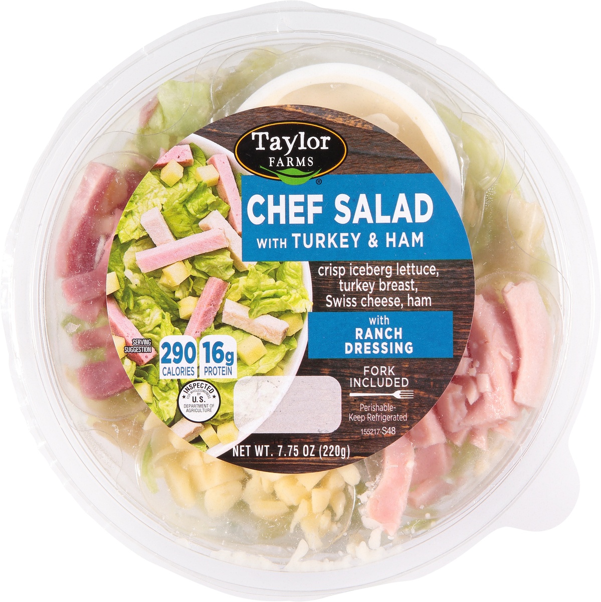 slide 9 of 11, Taylor Farms Salad Bowl, Chef With Turkey & Ham, 7.75 oz