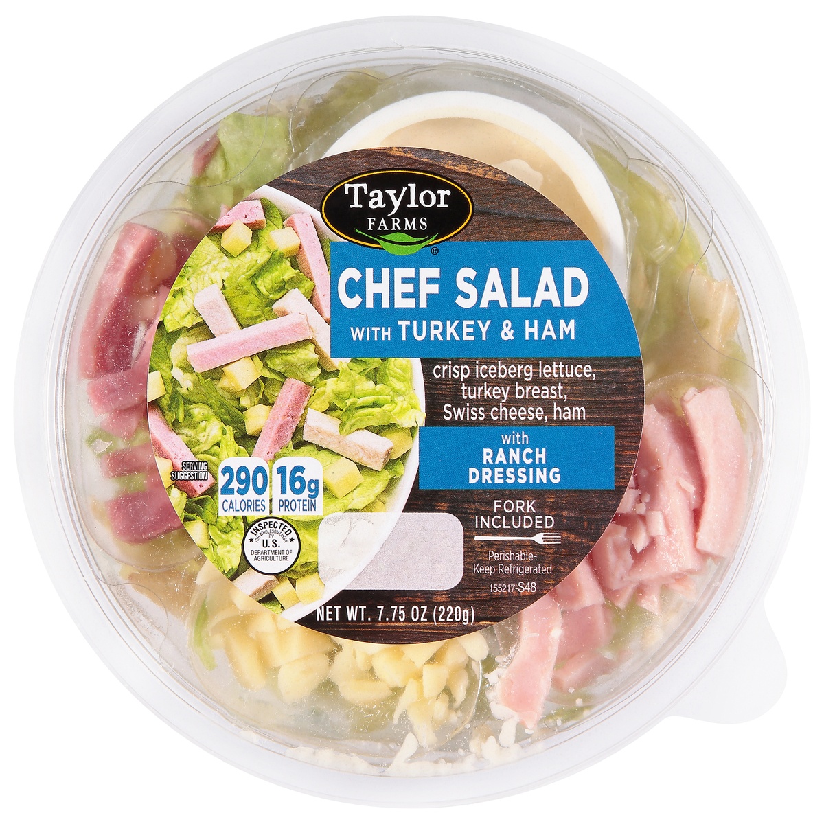 slide 11 of 11, Taylor Farms Salad Bowl, Chef With Turkey & Ham, 7.75 oz