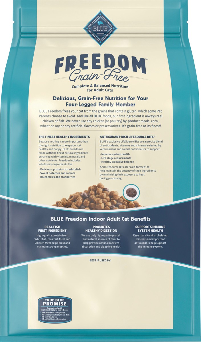 slide 2 of 9, Blue Buffalo Blue Freedom Grain-Free Adult Indoor Fish Recipe Dry Cat Food, 5 lb