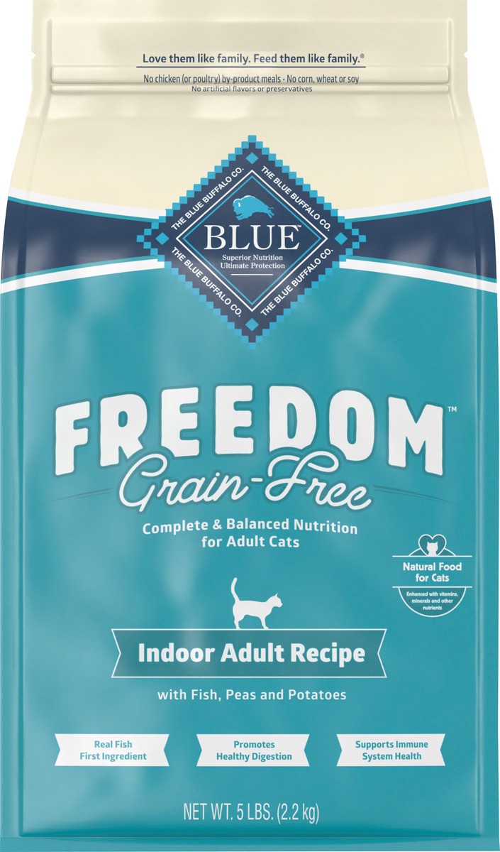 slide 7 of 9, Blue Buffalo Blue Freedom Grain-Free Adult Indoor Fish Recipe Dry Cat Food, 5 lb