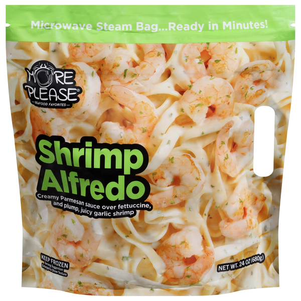 slide 1 of 1, More Please Shrimp Alfredo Frozen, 24 oz