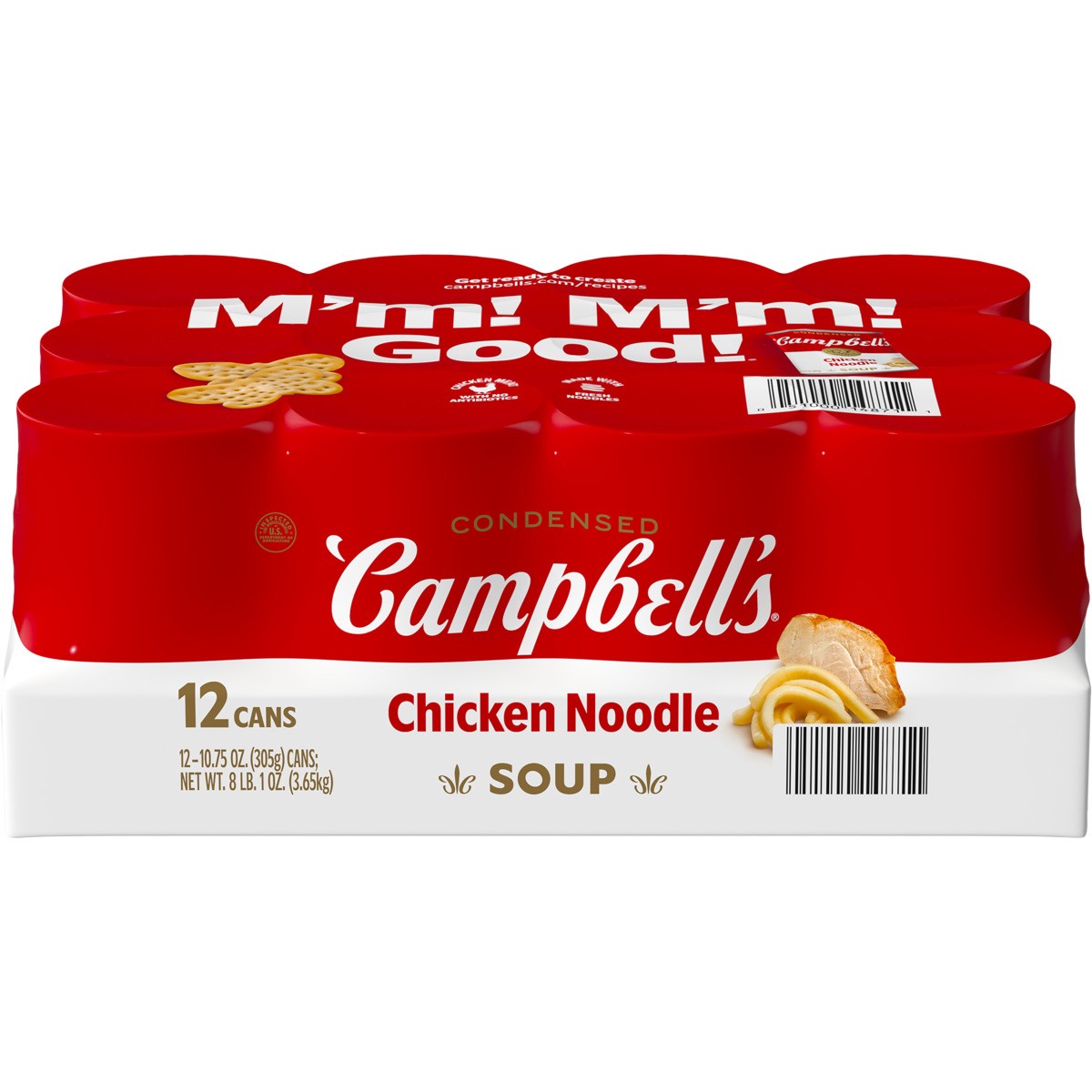slide 1 of 11, Campbell's Campbell’s Condensed Chicken Noodle Soup, 10.75 oz Can (12 Pack), 129.000 oz