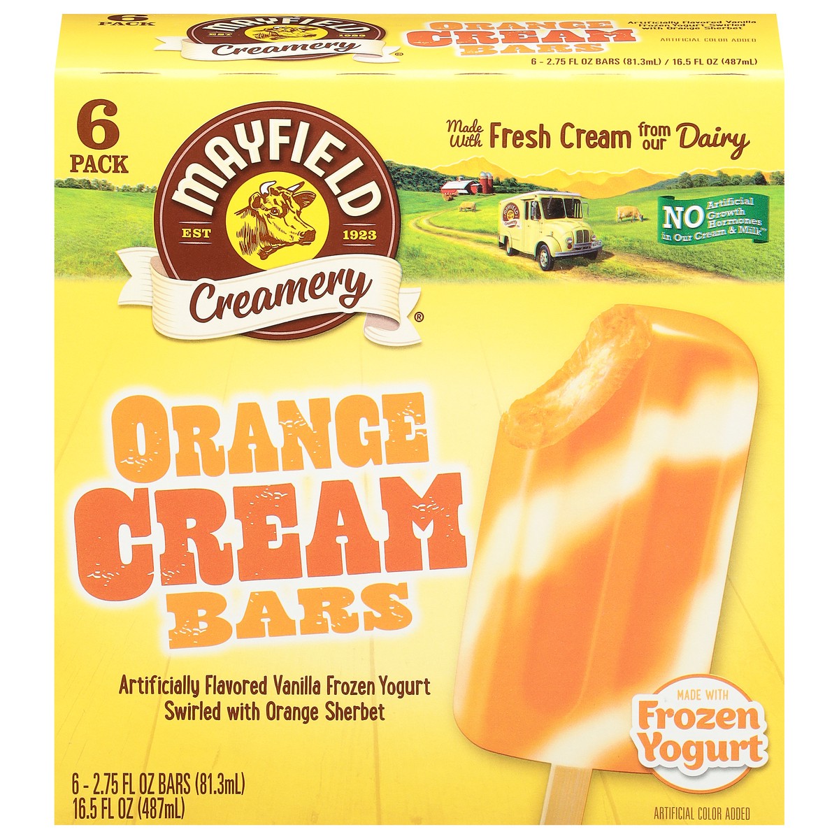 slide 1 of 10, Mayfield Creamery Orange Cream Ice Cream Bars 6 - 2.75 fl oz Bars, 6 ct