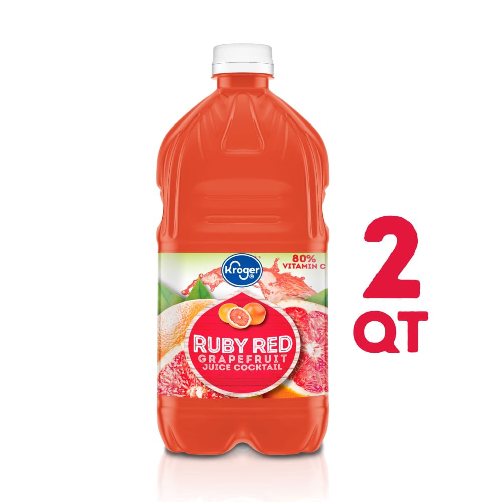 slide 1 of 4, Kroger Ruby Red Grapefruit Juice Cocktail, 64 fl oz