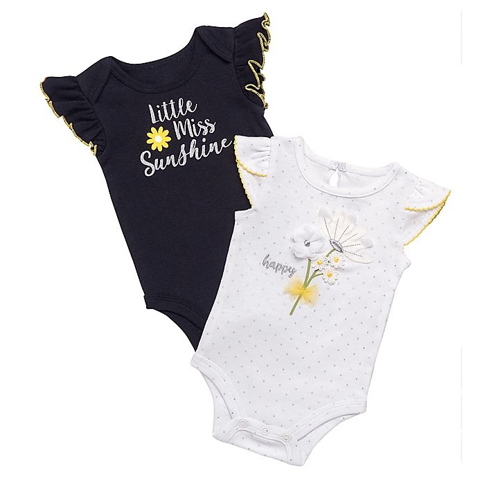 slide 1 of 1, Baby Starters Bdysuit NB Ltl Miss Sunshine Blk/White, 2 ct