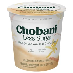 Chobani Less Sugar Low-Fat Madagascar Vanilla & Cinnamon Greek Yogurt - 32 oz