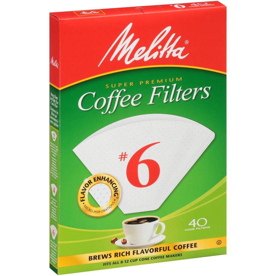 slide 2 of 6, Melitta White Paper Cone Coffee Filters #6 Size, 40 ct
