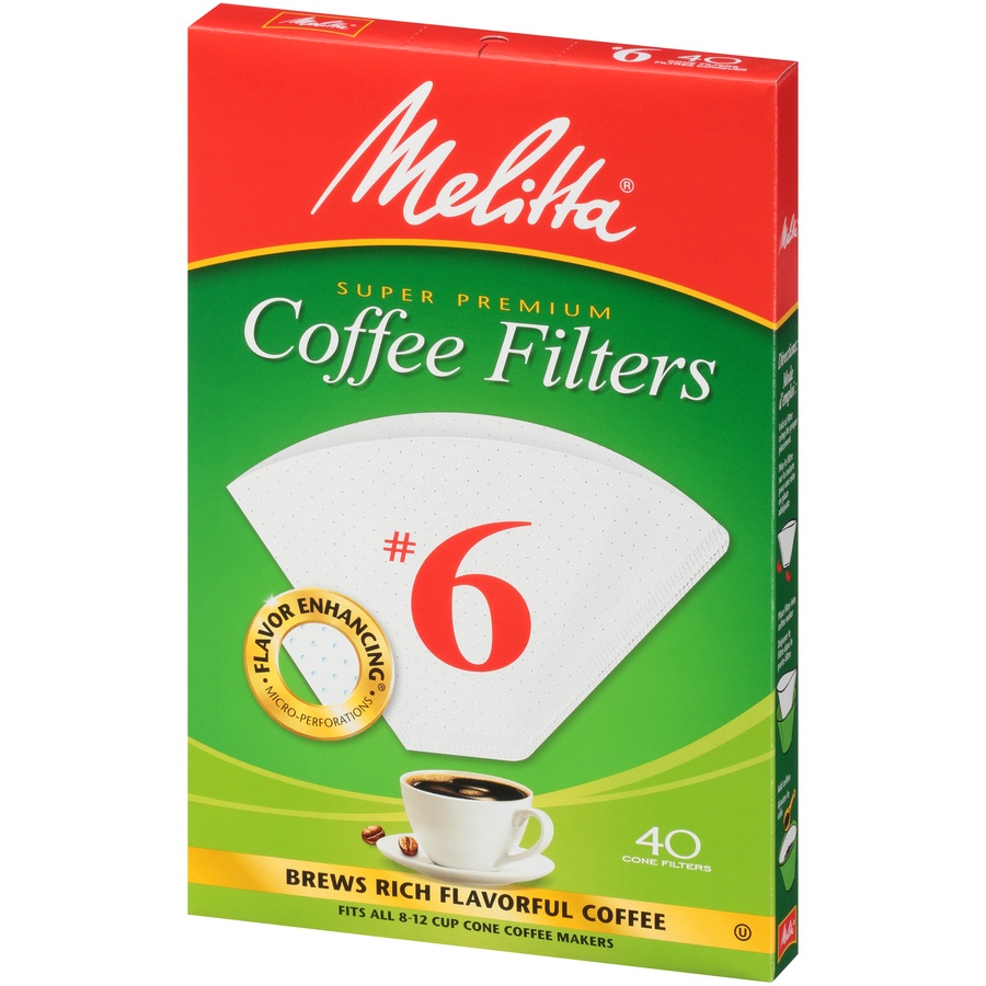 slide 3 of 6, Melitta White Paper Cone Coffee Filters #6 Size, 40 ct