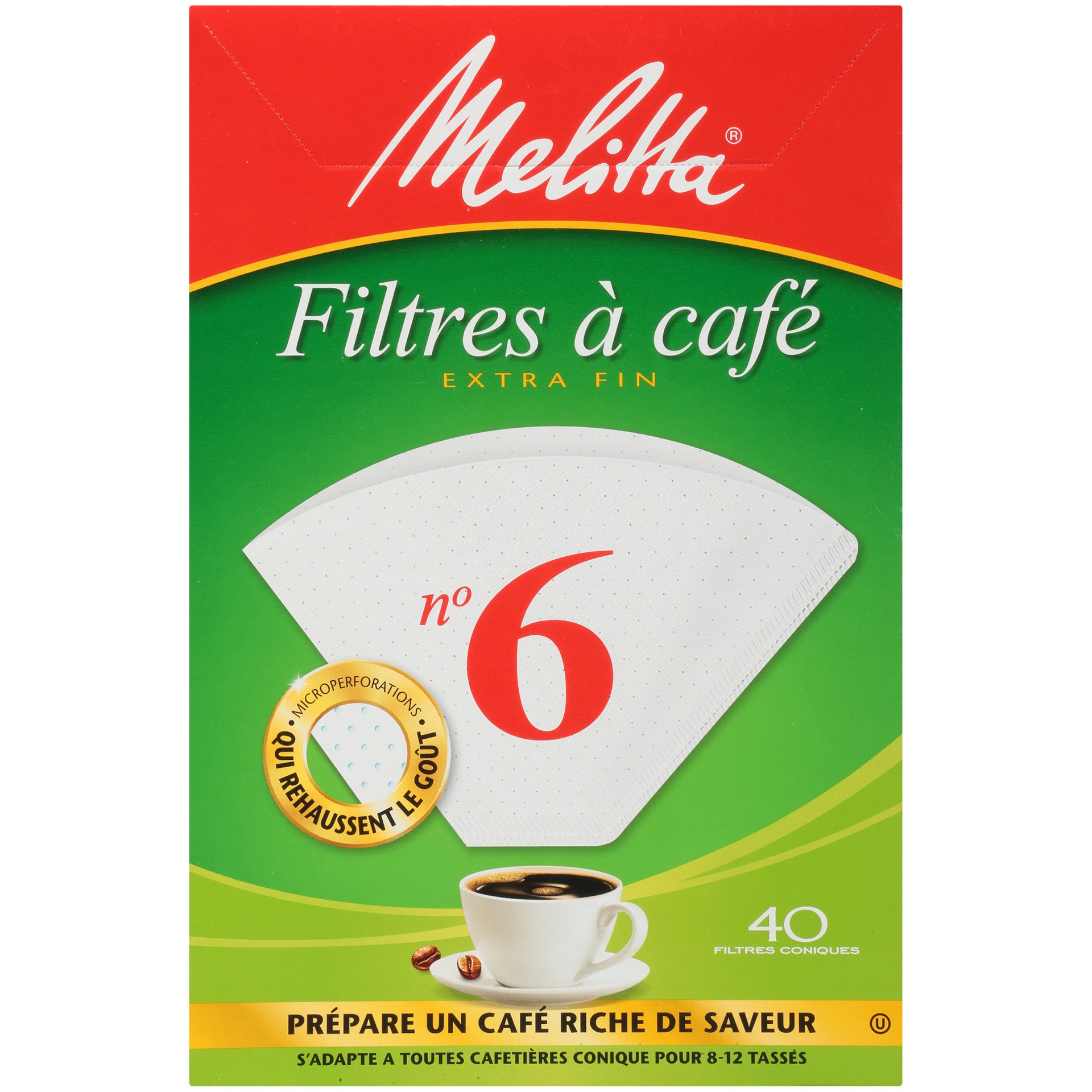 slide 6 of 6, Melitta White Paper Cone Coffee Filters #6 Size, 40 ct