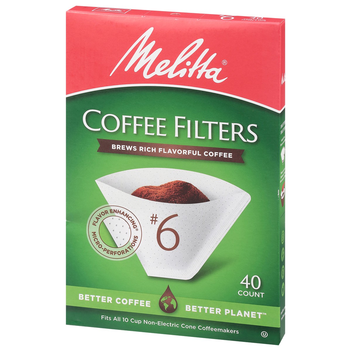 slide 10 of 10, Melitta No. 6 Coffee Filters 40 ea, 40 ct