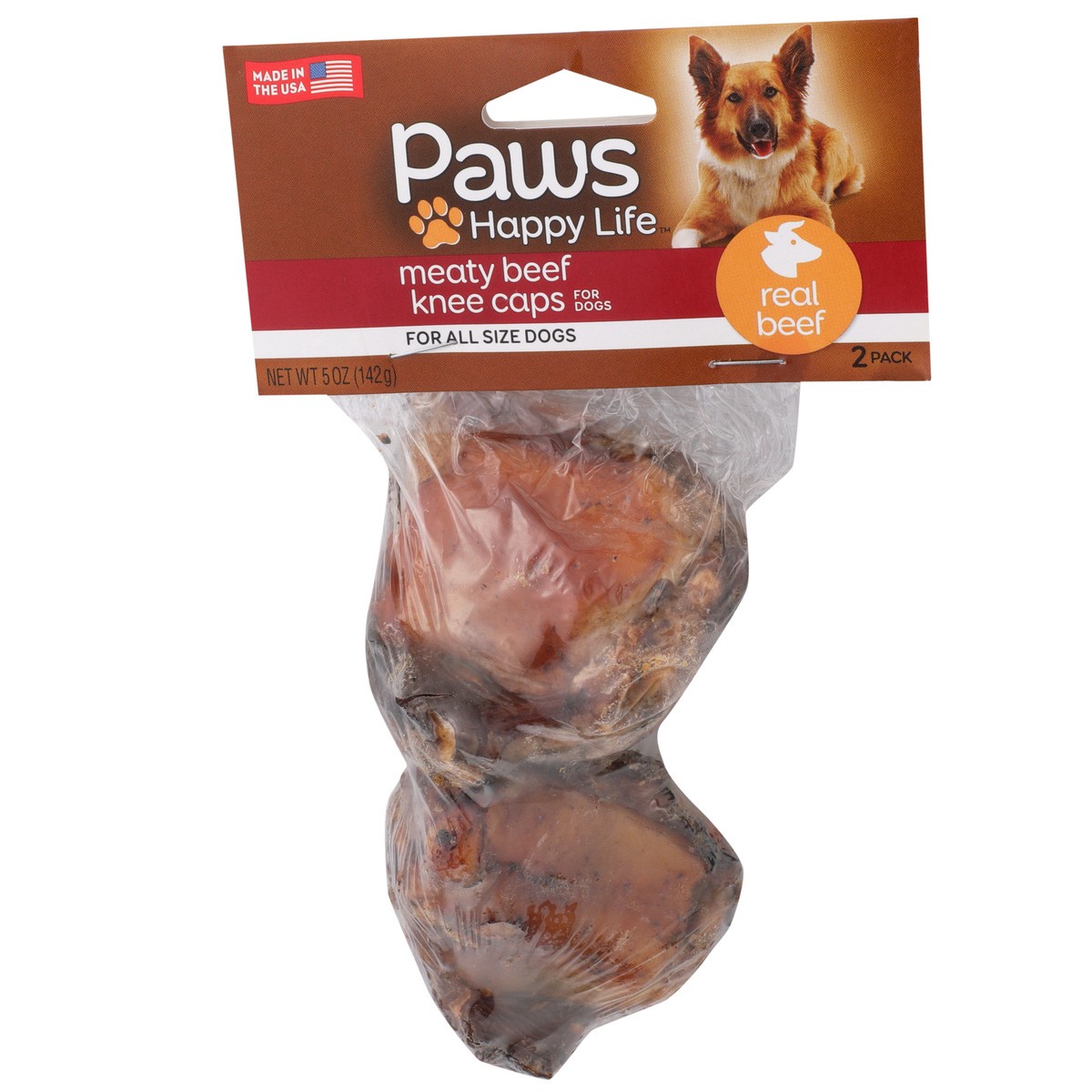 slide 9 of 9, Paws Happy Life Meaty Beef Knee Caps For Dogs, 5 oz