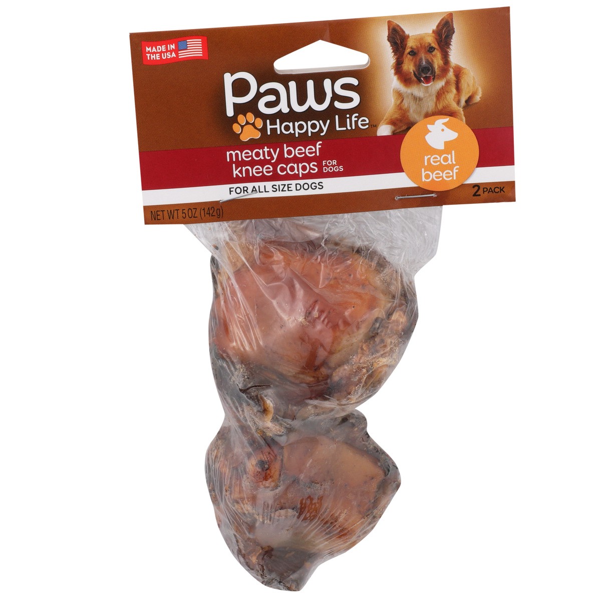 slide 1 of 9, Paws Happy Life Meaty Beef Knee Caps For Dogs, 5 oz