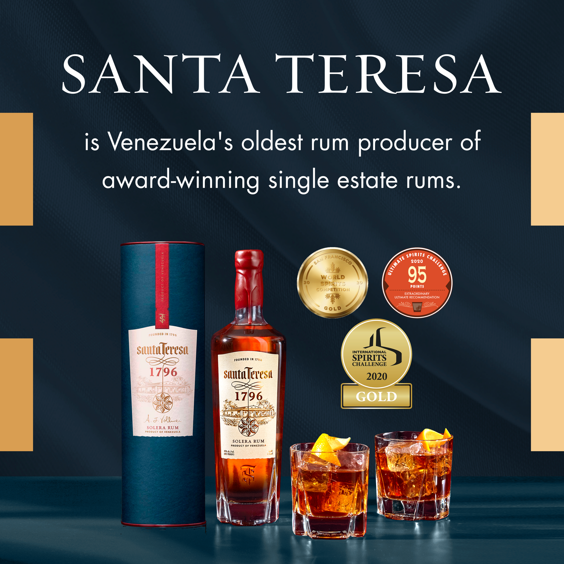 slide 2 of 5, Santa Teresa Rum 1796 40% 75Cl/750Ml, 750 ml