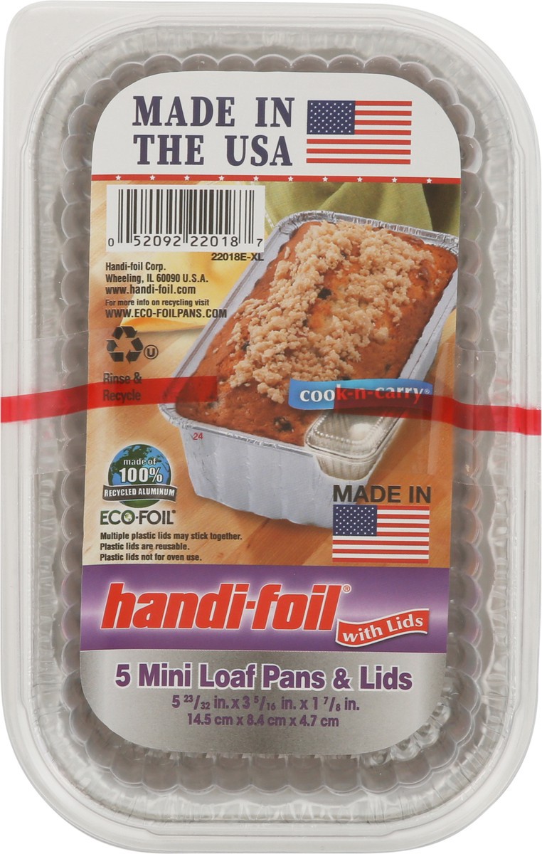 slide 6 of 9, Handi-Foil Pan &Lid Mini Loaf Pan, 5 ct