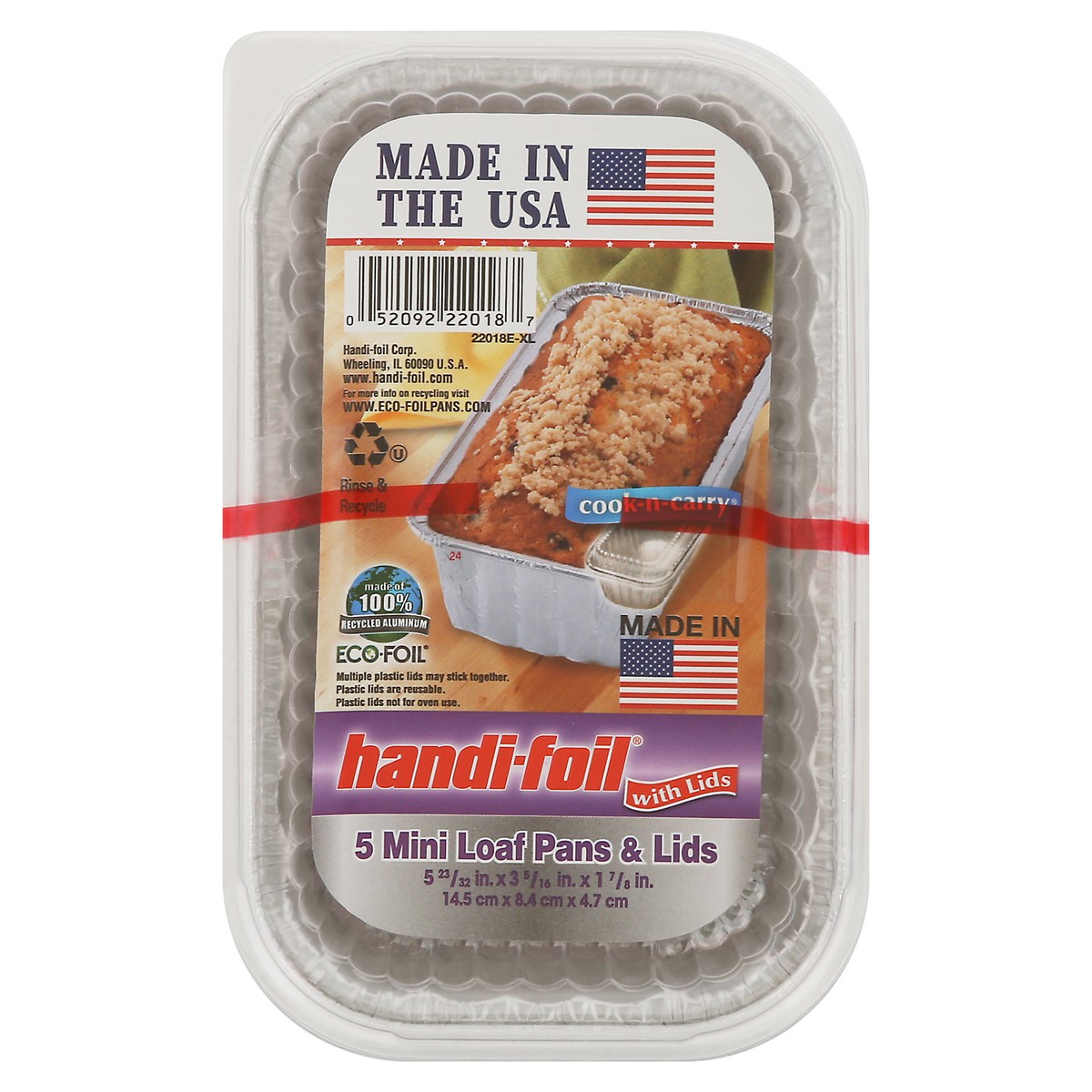 slide 1 of 9, Handi-Foil Pan &Lid Mini Loaf Pan, 5 ct