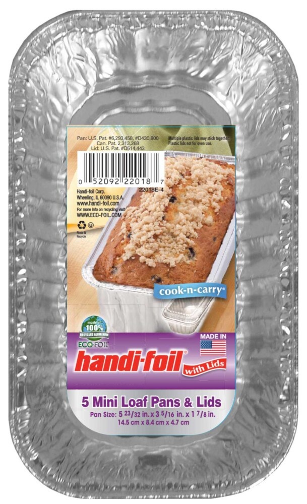 slide 1 of 2, Handi-foil Eco-Foil Mini Loaf Pans Lids, 5 ct