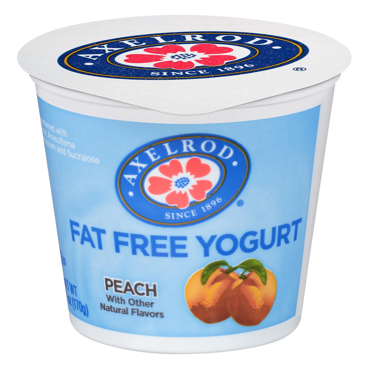 slide 1 of 8, Axelrod Swiss Fat Free Yogurt - Peach, 6 oz