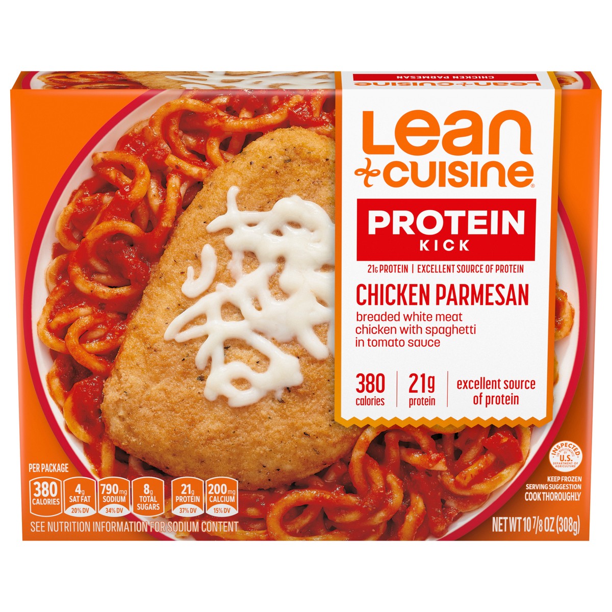 slide 1 of 9, Lean Cuisine Frozen Meal Chicken Parmesan, Protein Kick Microwave Meal, Microwave Chicken Parmesan Dinner, Frozen Dinner for One, 10.88 oz