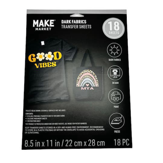 slide 1 of 3, 8.5" X 11" Dark Fabric Transfer Sheets, 5ct. By Make Market, 5 ct