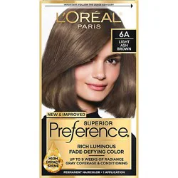L'oreal Paris Superior Preference Fade-Defying Permanent Hair Color 6a Light Ash Brown Kit - Each