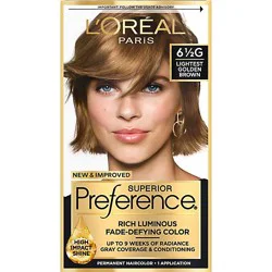 L'oreal Paris Superior Preference Permanent Hair Color 6.5g Lightest Golden Brown Kit - Each
