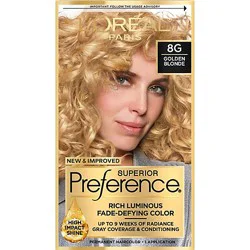 L'oreal Paris Superior Preference Fade-Defying Permanent Hair Color 8g Golden Blonde Kit - Each