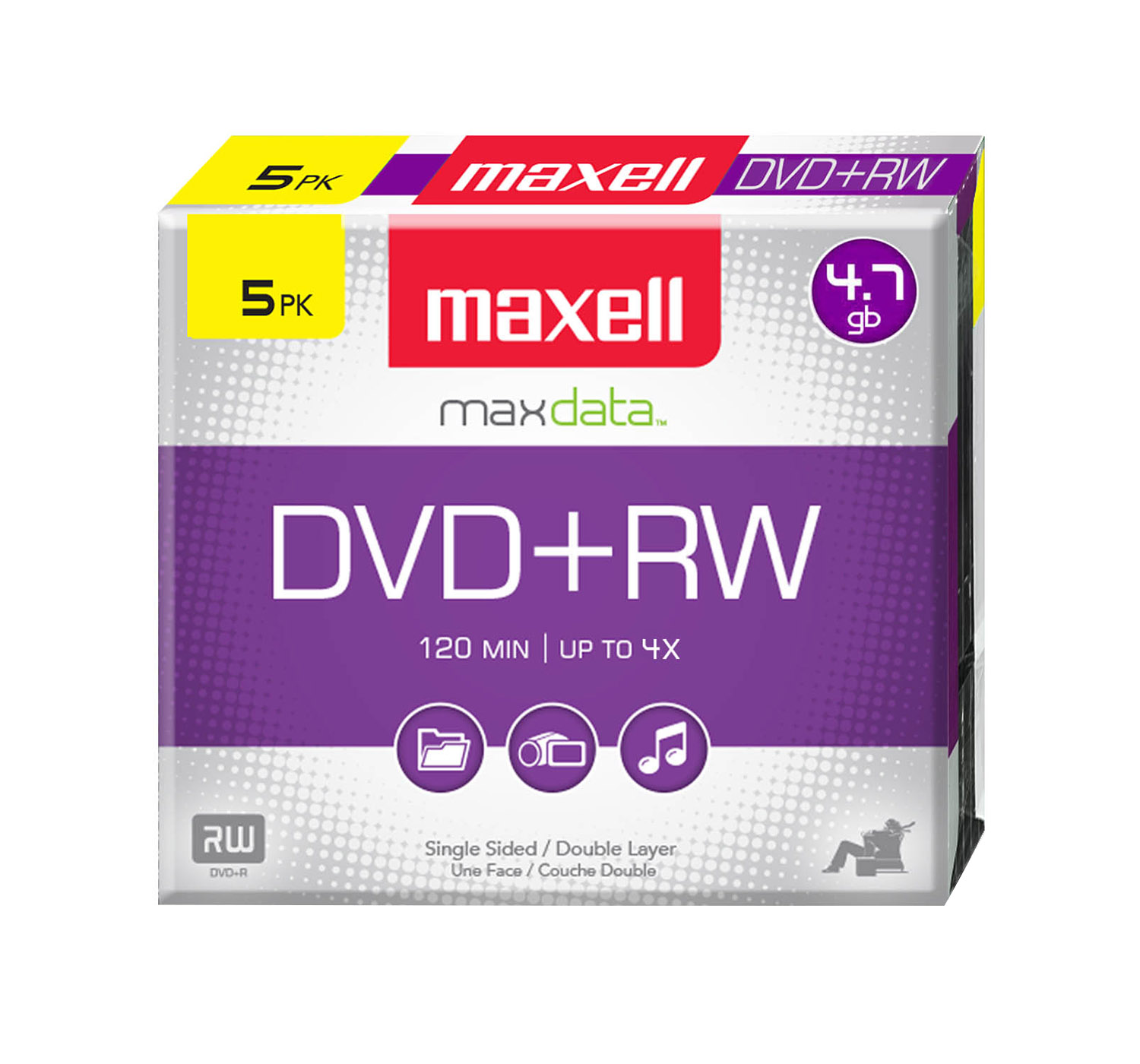 slide 1 of 1, Maxell DVD+Rw Jewel Case, 5 ct