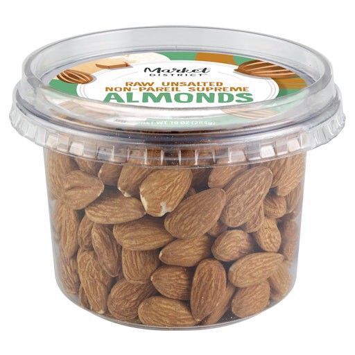 slide 1 of 1, Market District Whole Nonpareil Supreme Unsalted Raw Almonds, 10 oz