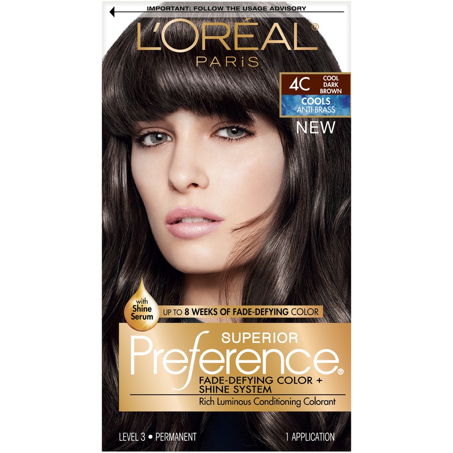 slide 8 of 8, L'Oréal Superior Preference Fade-Defying Color + Shine System - Cools Anti-Brass 4C Cool Dark Brown, 1 ct