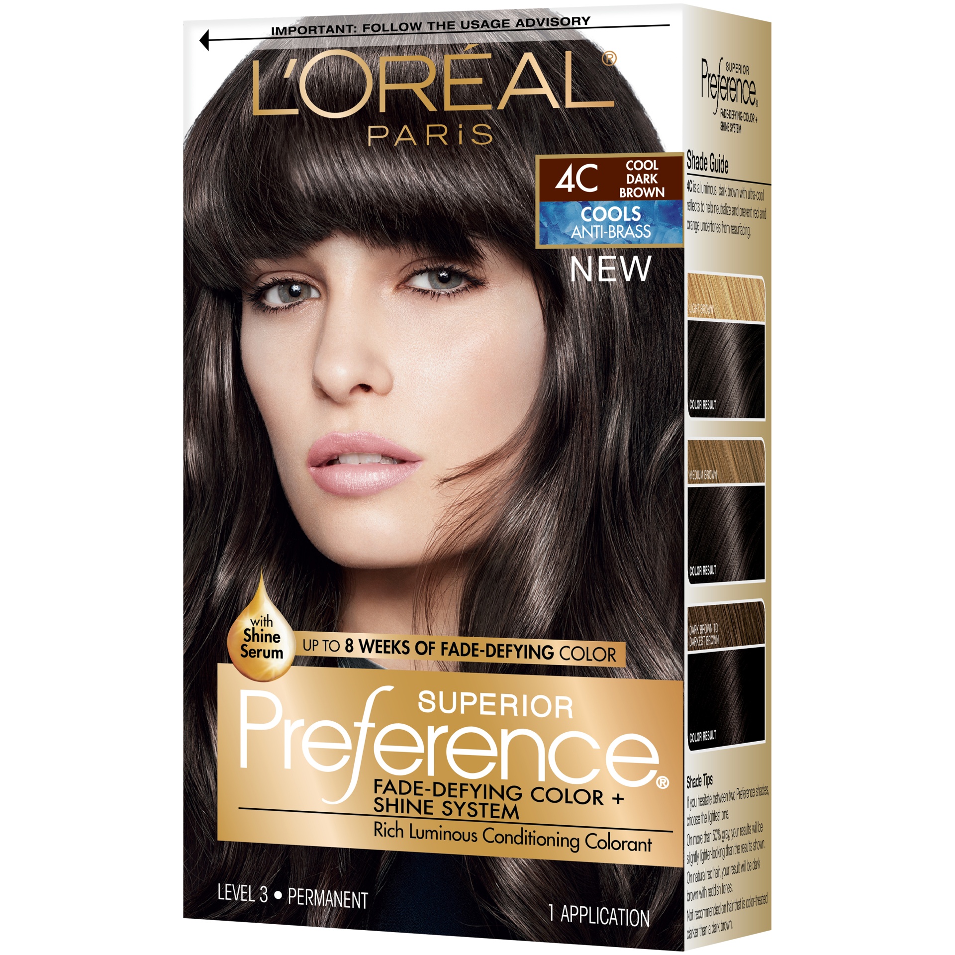 slide 2 of 8, L'Oréal Superior Preference Fade-Defying Color + Shine System - Cools Anti-Brass 4C Cool Dark Brown, 1 ct