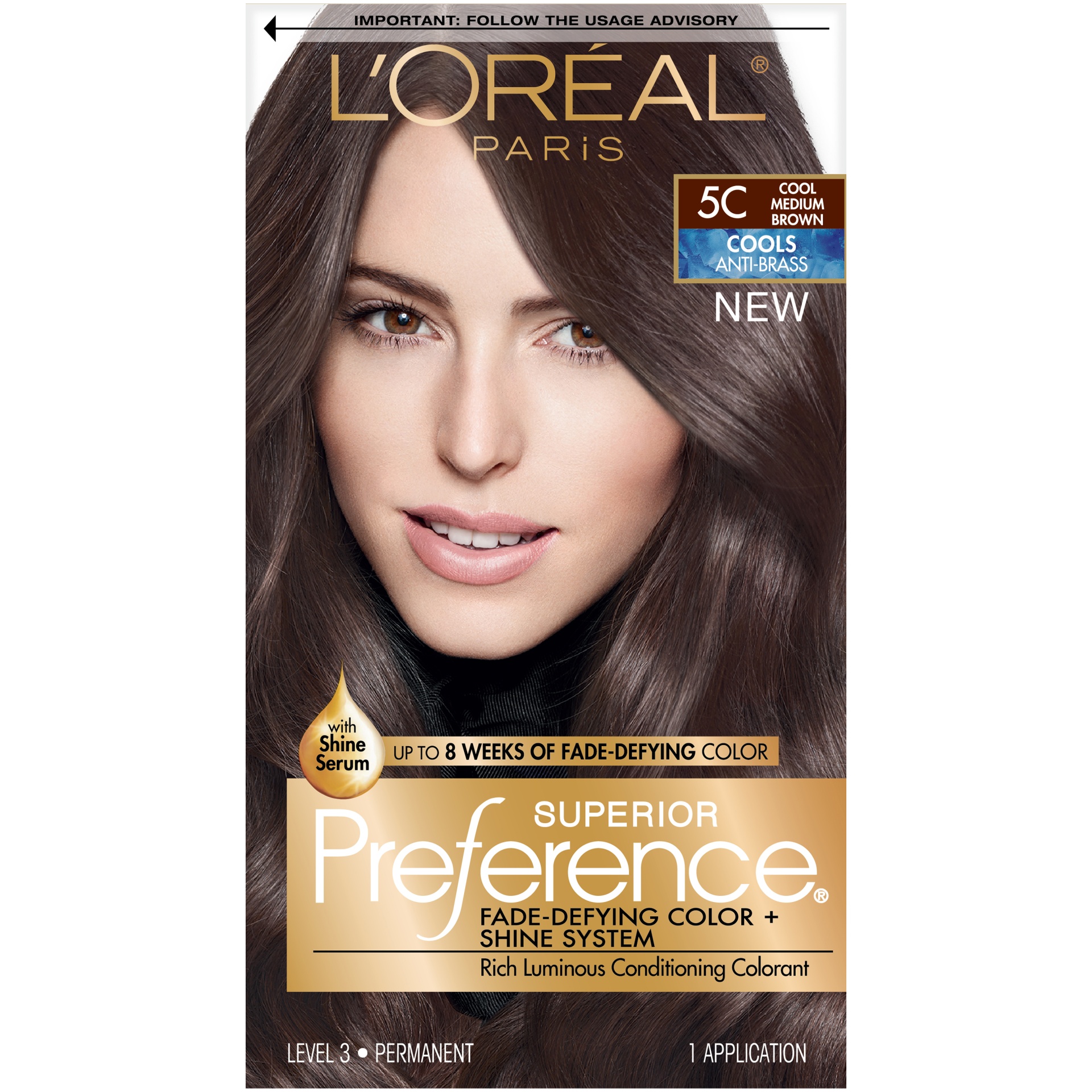 slide 7 of 8, L'Oréal Superior Preference Hair Color Cools Anti-Brass 5C Cool Medium Brown, 1 ct