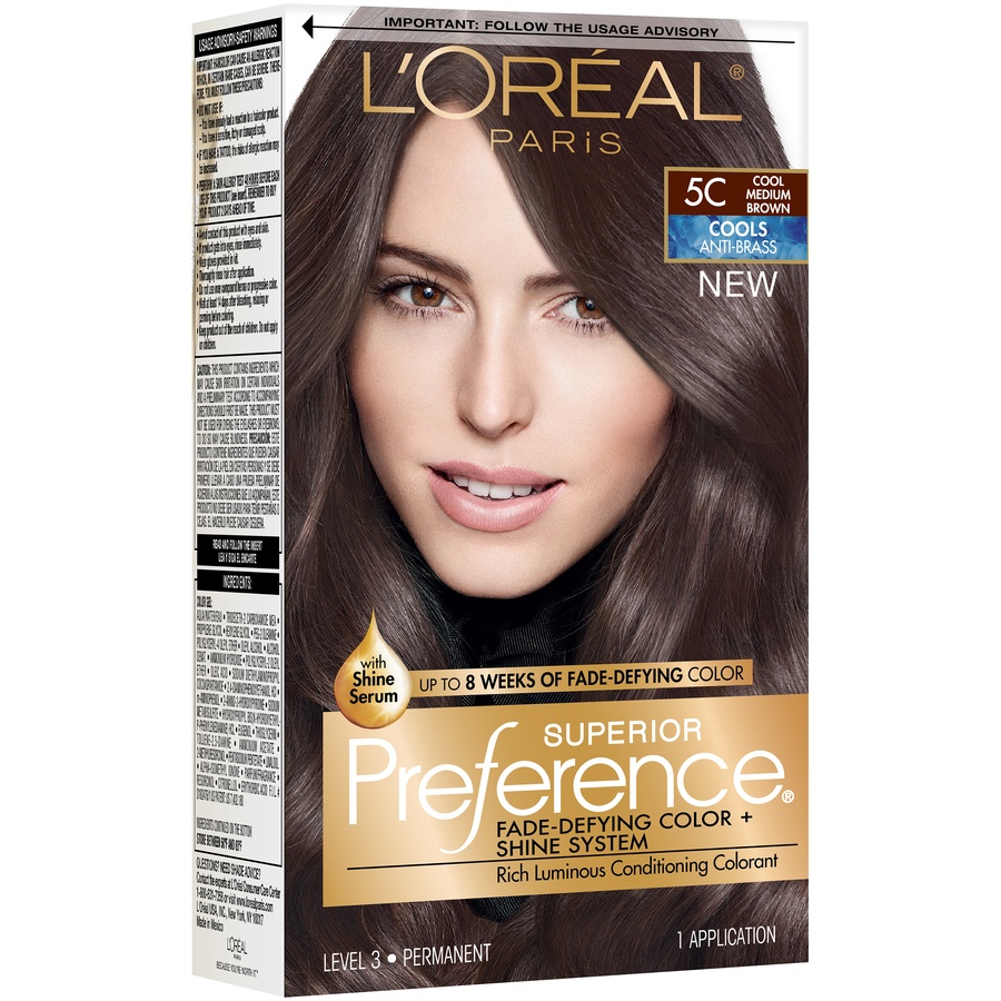 slide 6 of 8, L'Oréal Superior Preference Hair Color Cools Anti-Brass 5C Cool Medium Brown, 1 ct