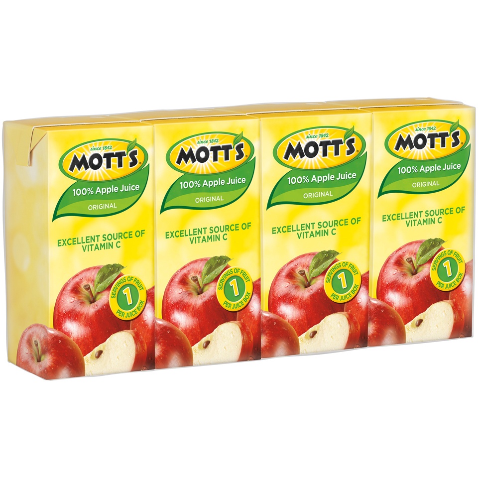slide 2 of 3, Mott's 100% Original Apple Juice, 4.23 fl oz boxes, 4 pack, 4 ct
