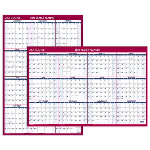 slide 8 of 9, AT-A-GLANCE® 2026 Vertical Horizontal Reversible Erasable Yearly Wall Calendar, Large, 24"" x 36"", 1 ct